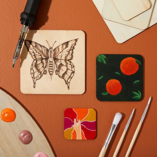 70 Unfinished Wood Squares for Crafts, Wood Burning