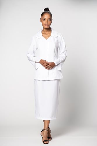 GMI Elegant White Church Skirt Suit for Black Women