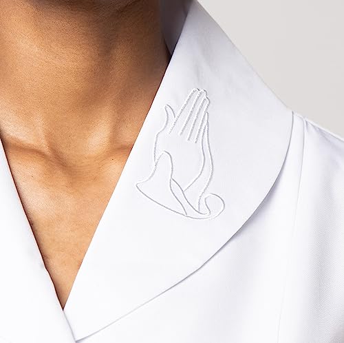 Embroidered Praying-Hands Dress with Hidden Pockets - White