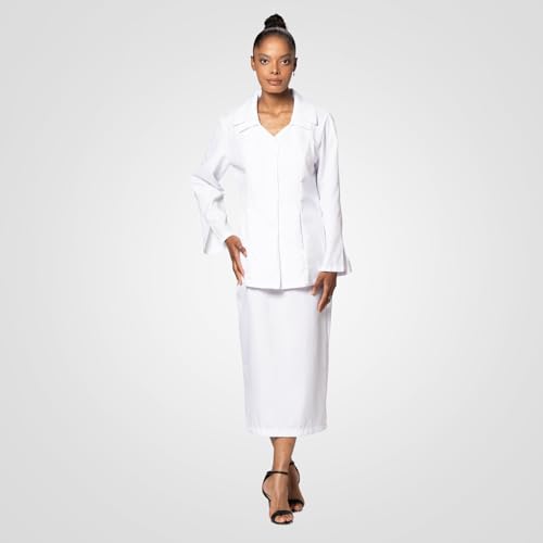 GMI Elegant White Church Skirt Suit for Black Women