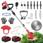 21V Cordless Electric Grass Trimmer with 2 Batteries