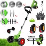 21V Cordless Electric Grass Trimmer with 2 Batteries