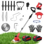 21V Cordless Electric Grass Trimmer with 2 Batteries