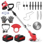 21V Cordless Electric Grass Trimmer with 2 Batteries