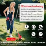 21V Cordless Grass Trimmer and Edger with Batteries