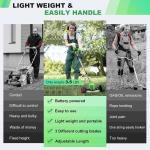 21V Cordless Electric Grass Trimmer with 2 Batteries