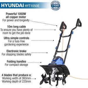 Hyundai 1050W Electric Garden Tiller Cultivator