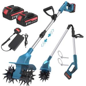 Cordless Battery Tiller and Charger for Gardens