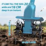Cordless Garden Tiller Cultivator with Battery