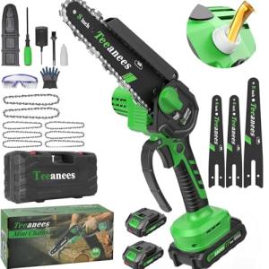 Cordless Mini Chainsaw with Batteries and Chains