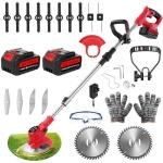 Cordless 21V Electric Grass Strimmer with Battery