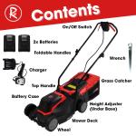 Cordless 33cm Lawnmower with 2 Batteries & Charger