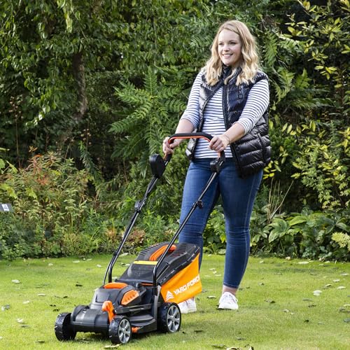 Yard Force 20V 4.0Ah 33cm Cordless Lawnmower with 30L Grass Bag and 25cm 20Volt 4.0Ah Grass Trimmer with Lithium-Ion Battery & Charger - LM C33 & LT C25B
