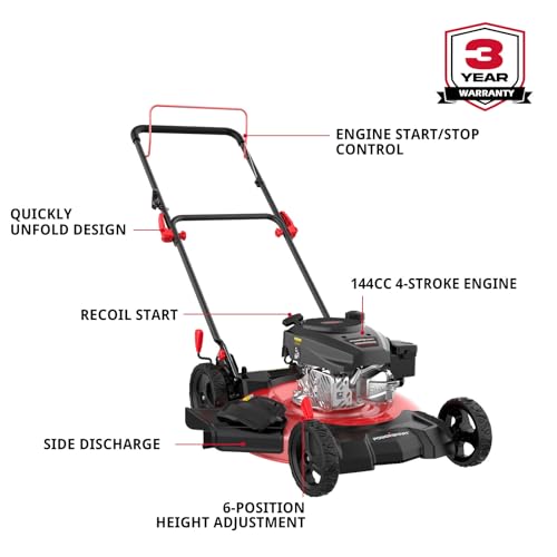 PowerSmart Gas Lawn Mower 21in. 144cc 2-in-1