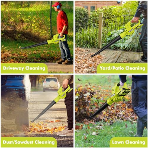 21V Cordless Electric Leaf Blower with 2 Batteries
