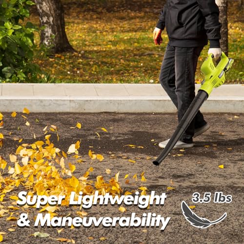 21V Cordless Electric Leaf Blower with 2 Batteries
