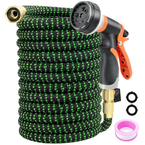 50FT Expandable Lightweight Garden Hose with 8 Spray Nozzle