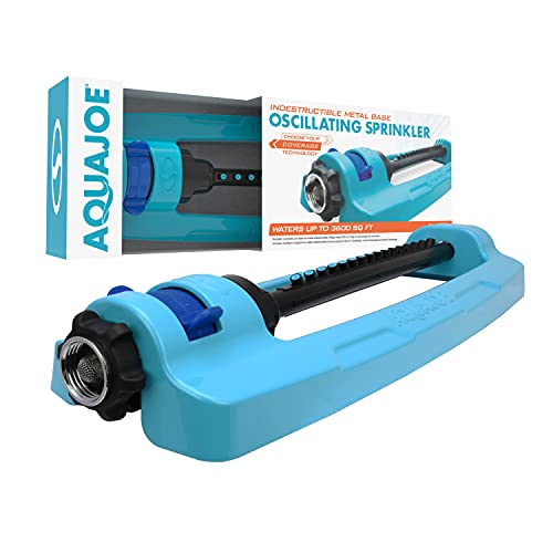 Aqua Joe Metal Base Oscillating Sprinkler, 3600sqft Coverage