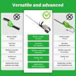21V Cordless Electric Hedge Trimmer with Batteries