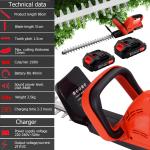 Cordless 21V Hedge Trimmer with 2 Batteries