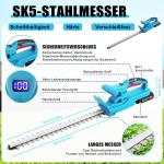 Cordless Hedge Trimmer with 2 Batteries and Charger