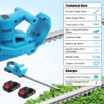Cordless Hedge Trimmer with 2 Batteries and Charger