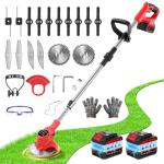 Cordless 21V Metal Blade Grass Strimmer with Batteries