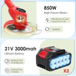 Cordless 21V Metal Blade Grass Strimmer with Batteries