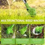 21V Cordless Electric Weed Eater with 2 Batteries
