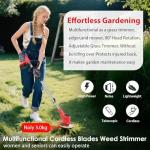 Cordless 21V Metal Blade Grass Strimmer with Batteries