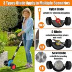 Cordless Electric Weed Wacker with Blades and Wheels