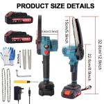 8'' Mini Cordless Chainsaw with 2 Batteries
