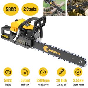 2025 2.55KW 58cc Petrol Chainsaw with 20-Inch Bar