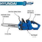 Hyundai 14-Inch Cordless Chainsaw with Battery & Charger