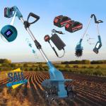 21V Cordless Cultivator with 2 Batteries