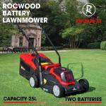 RocwooD 20V Cordless 33cm Lawnmower with Batteries