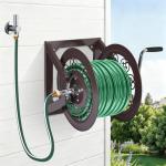 Bronze Wall Mount Garden Hose Reel Holds 125 Ft
