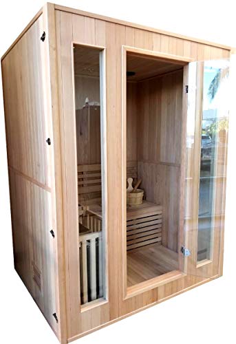 60" Traditional Swedish Sauna Spa, Hemlock Wood, 2-3 Person