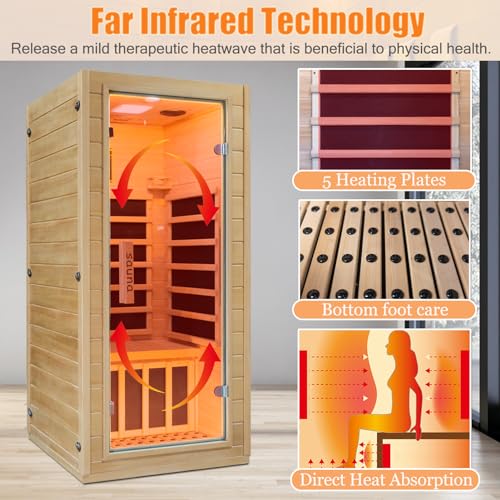 1 Person Hemlock Wooden Infrared Home Sauna Spa