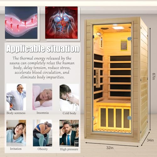 1 Person Hemlock Wooden Infrared Home Sauna Spa