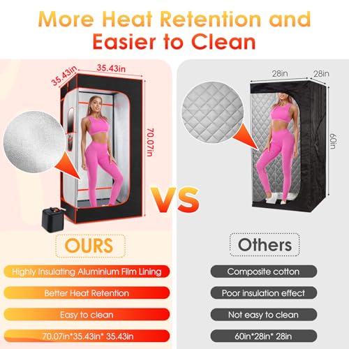 Upgraded Portable Sauna Box with Steam, Remote Control