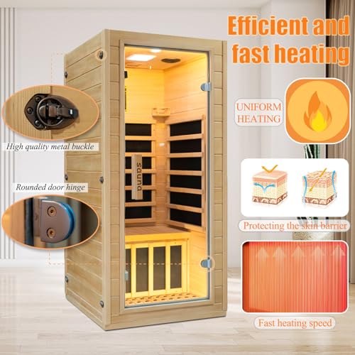 1 Person Hemlock Wooden Infrared Home Sauna Spa