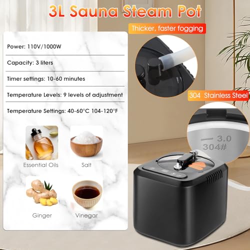 Upgraded Portable Sauna Box with Steam, Remote Control