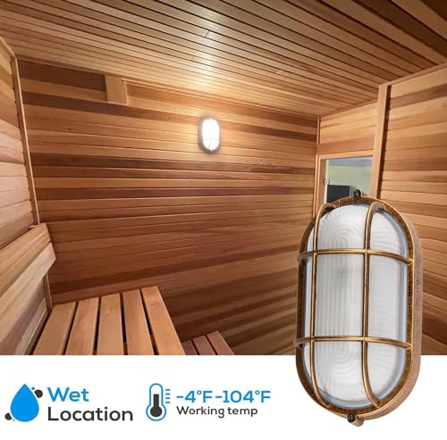Outdoor Oval Sauna Lamp, Nautical Bulkhead Light, Aluminum