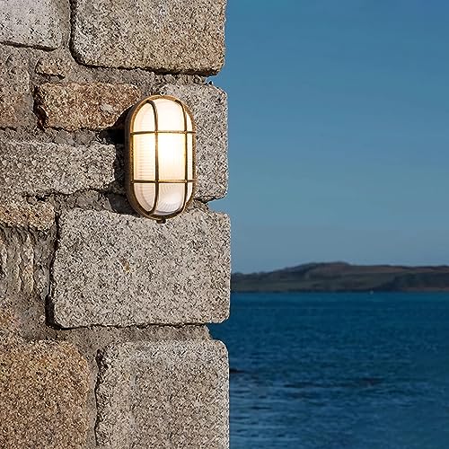 Outdoor Oval Sauna Lamp, Nautical Bulkhead Light, Aluminum