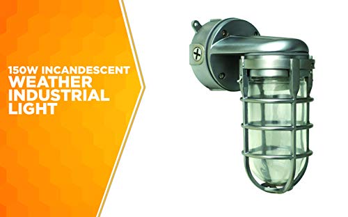 Traditional Industrial Weather Sauna Light, Wall Mount Brushed Steel