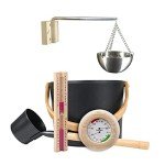 Sauna Accessory Set with Bucket, Thermometer, Hourglass