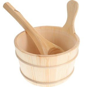 Wooden Sauna Bucket and Ladle Set - 2 Pieces