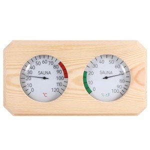2-in-1 Sauna Thermometer & Hygrometer Wooden Accessory