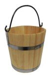 Wooden Sauna Bucket with Metal Ring - 15 Liters